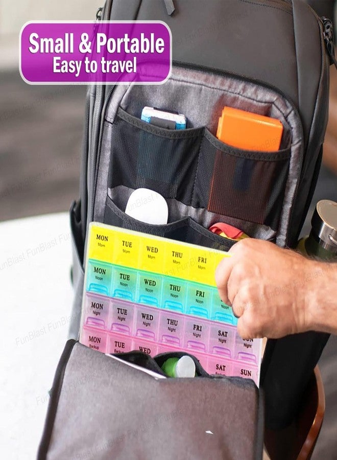 Magic Providers Weekly 4 Lines Pill Box travel box tablet holder medicine dispenser organizer storage BPA Free Travel 28 Day Pill Box Case - (Multicolored) Pack Of - 1 - Image 4